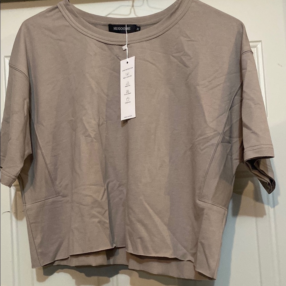 Tan Boxy Relaxed Short Sleeve T-Shirt